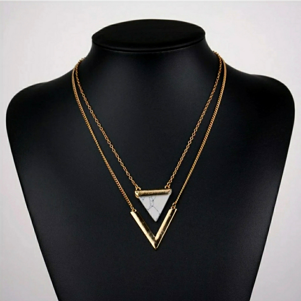New Layered Triangle Necklace